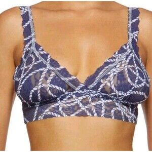 Hanky Panky Bralette Women's Size Small Regatta Blue White Nautical Rope